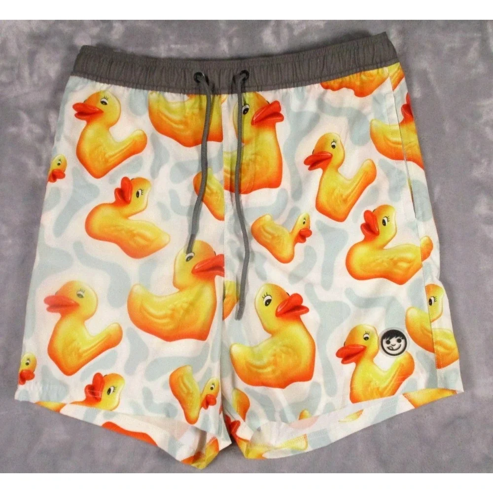 Neff‎ Yellow WARP DUCKY Board Swim Shorts Trunks Pocket Drawstring Mens Size L